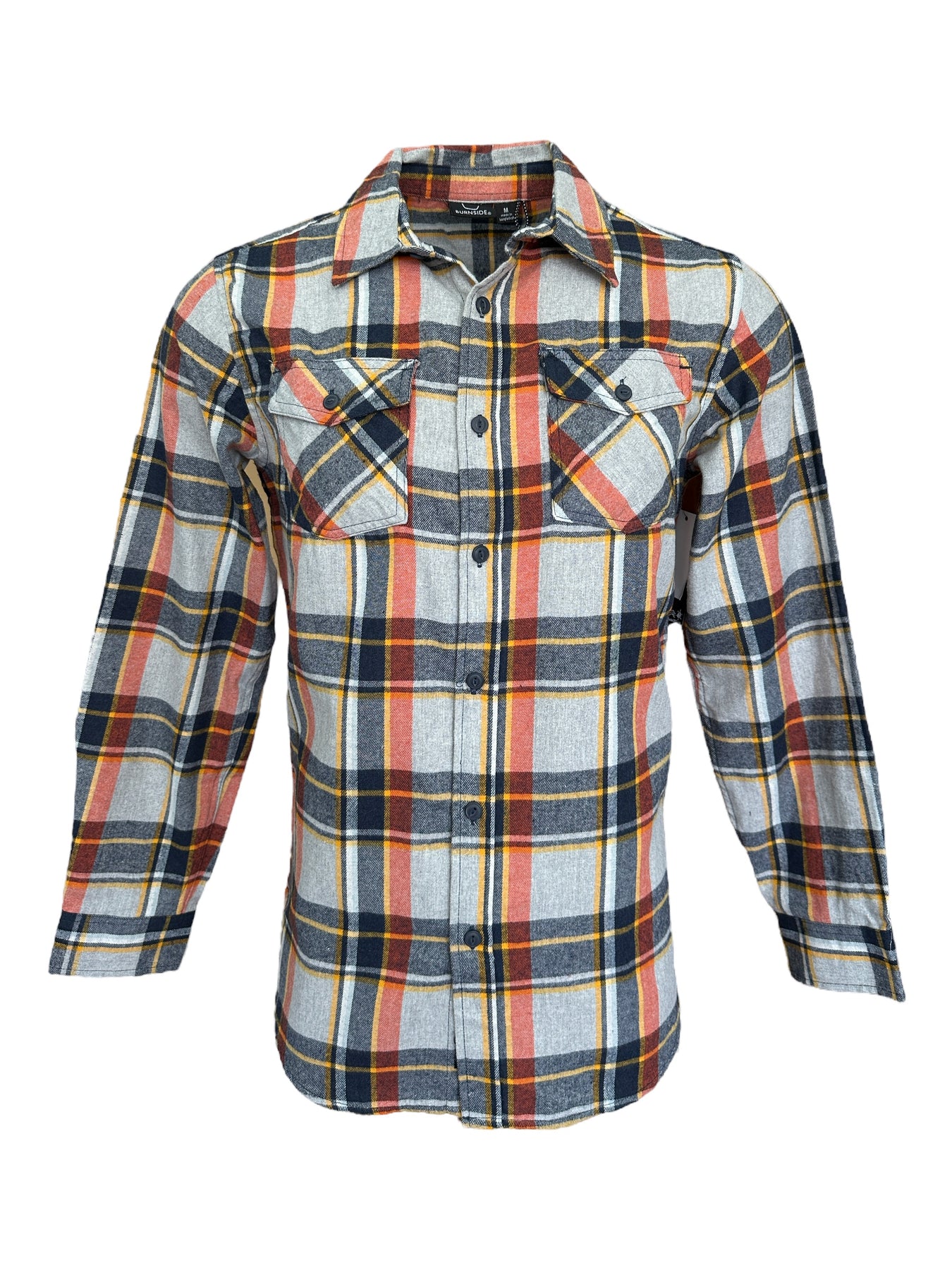 Men's Midweight Flannel Button-Down Shirt Grey – Surfko